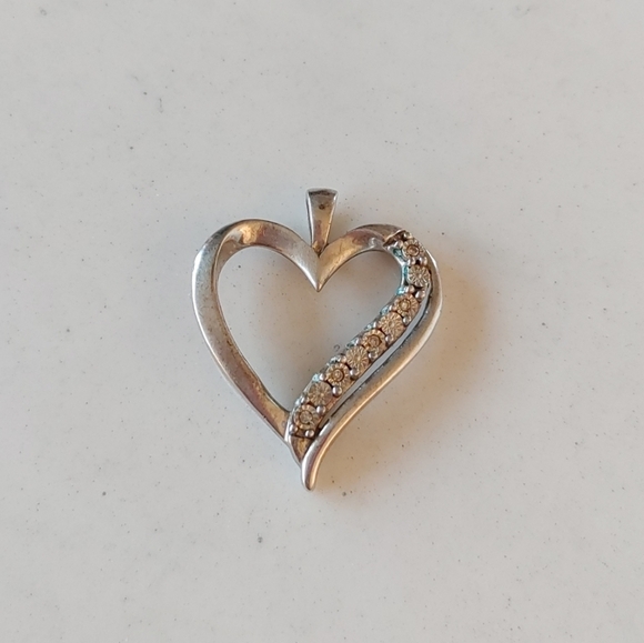 DJC 925 sterling silver cubic zerconia heart pendant - Picture 1 of 7